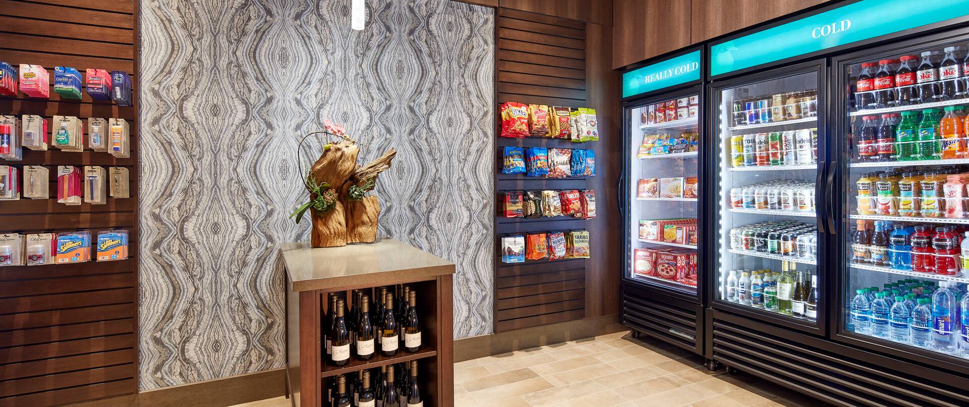 Suite Shop with Snacks, Beverages, Frozen Food, Wine, and Personal Items for Purchase