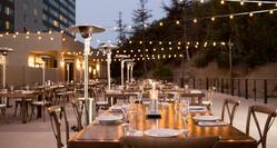 Wedding Reception Dinner Tables Outside in Evening