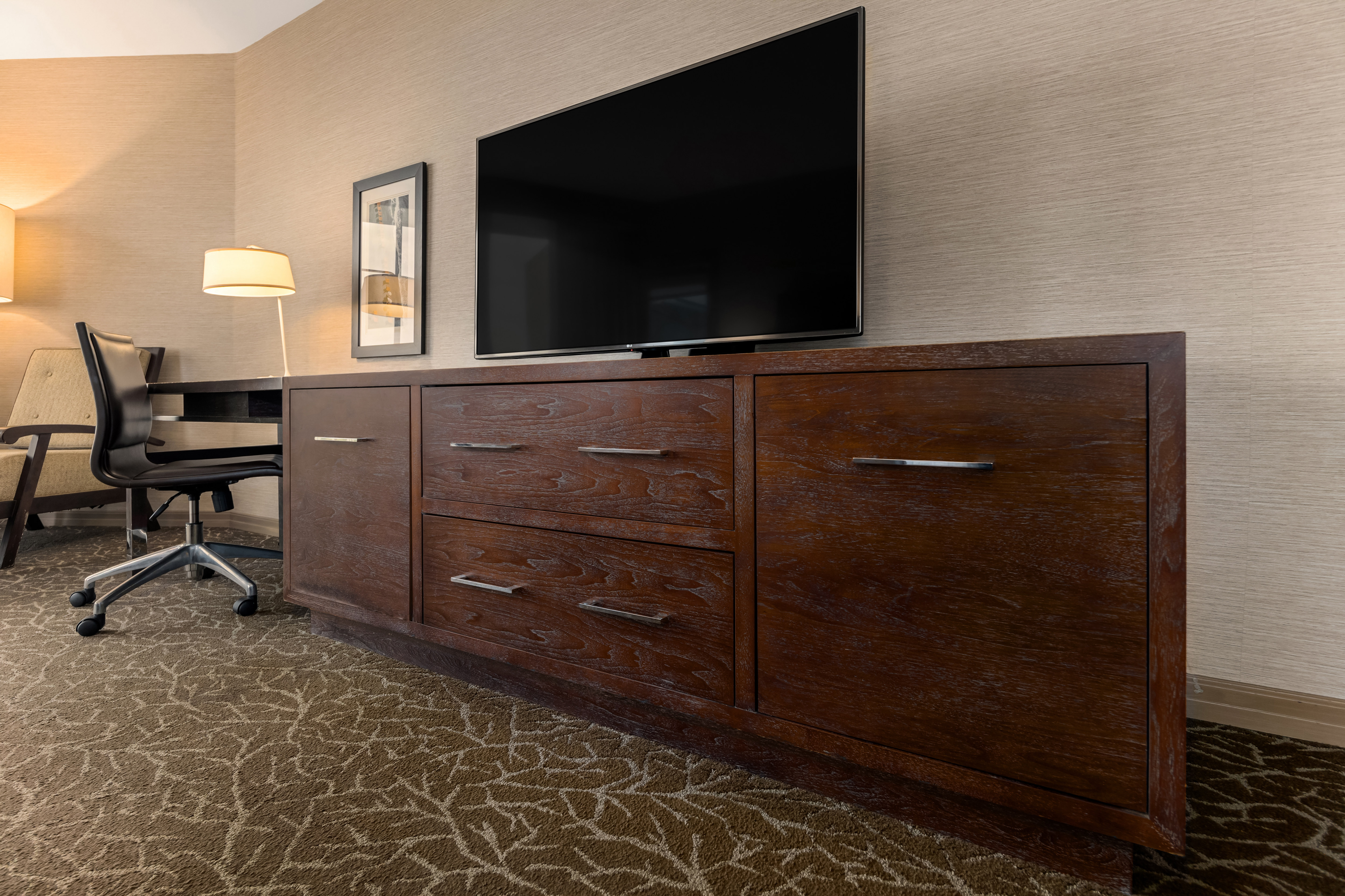 Desk Area and HDTV in Hotel Suite