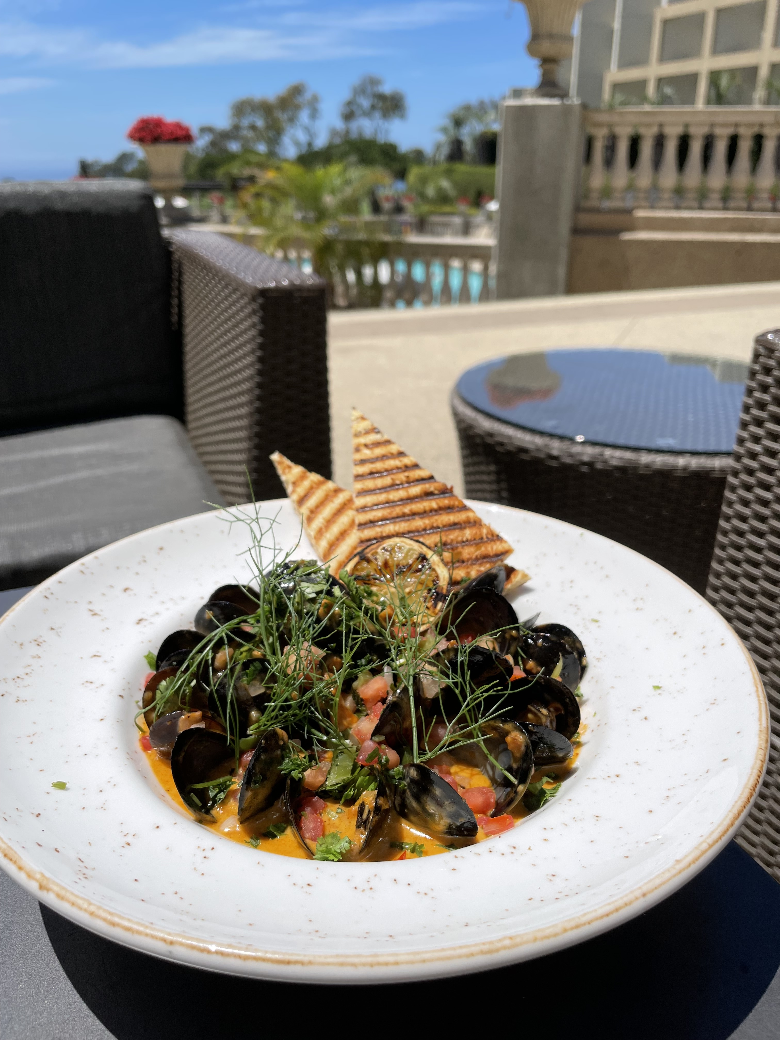 Dish with Mussels at Torreyana Restaurant