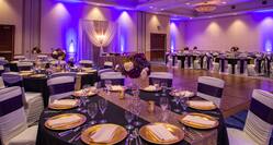 Ballroom Banquest Seating with Purple Decorative Lighting