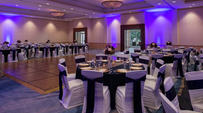 Event Room with Banquet Rounds and Dance Floor