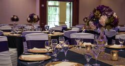 Banquet Rounds with Linens and Floral Centerpieces
