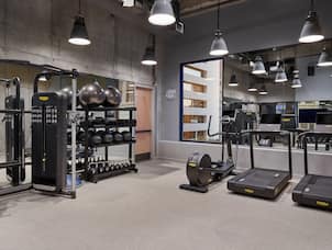 Fitness Center with Treadmills Elliptical Machine and Weights