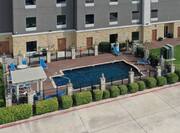 Aerial View of Back of Hotel with Pool