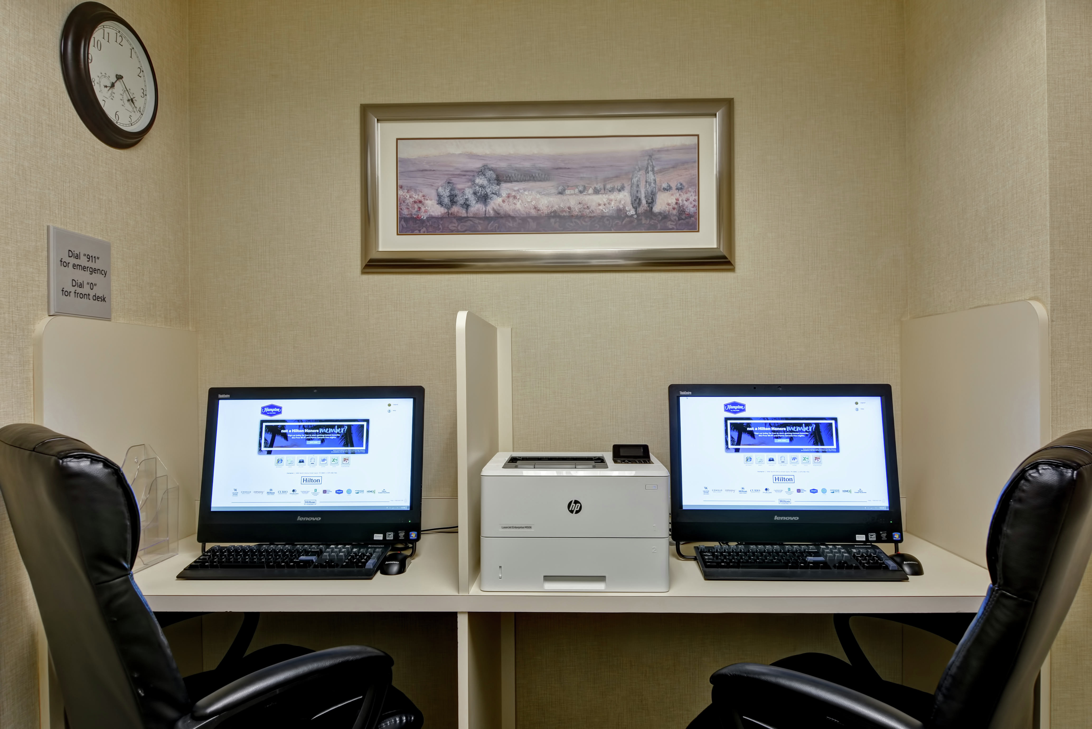 Business Center with 2 Computers and a Printer