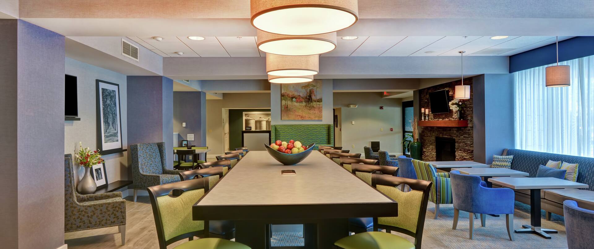Hotel Lobby with Large Communal Table