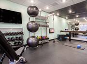 fitness center, free weights, yoga balls