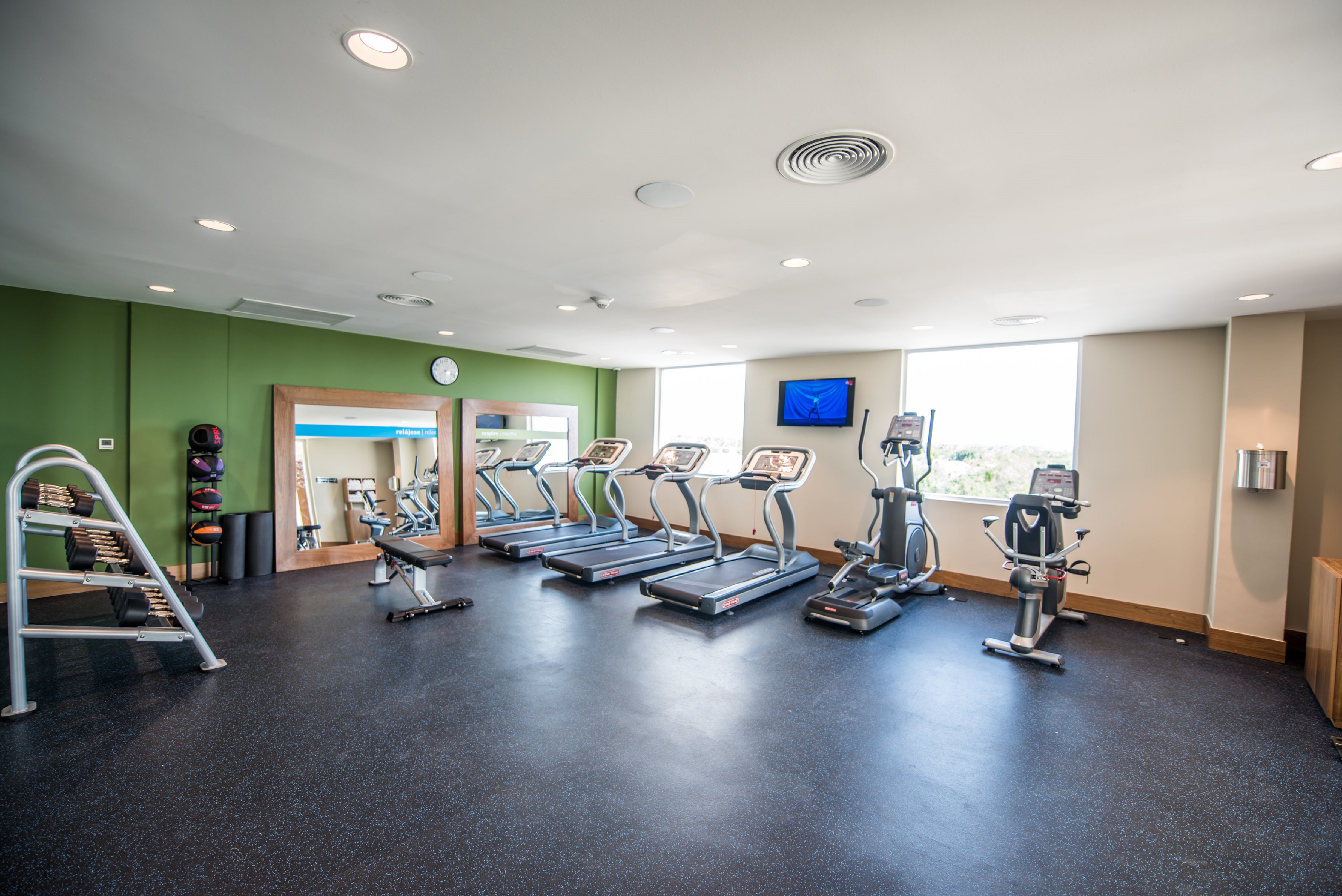 Fitness Center with Treadmills, Cross-Trainer, Cycle Machine and Dumbbell Rack