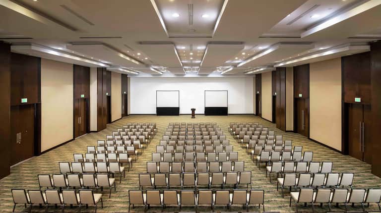 Large Meeting Room with Rows of Chairs