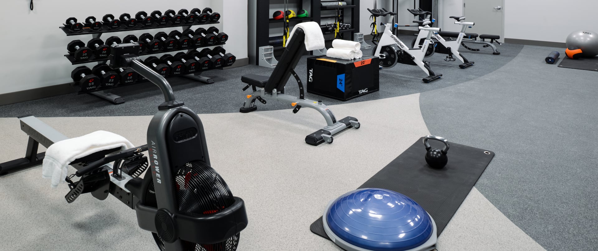 Fitness center with free weights