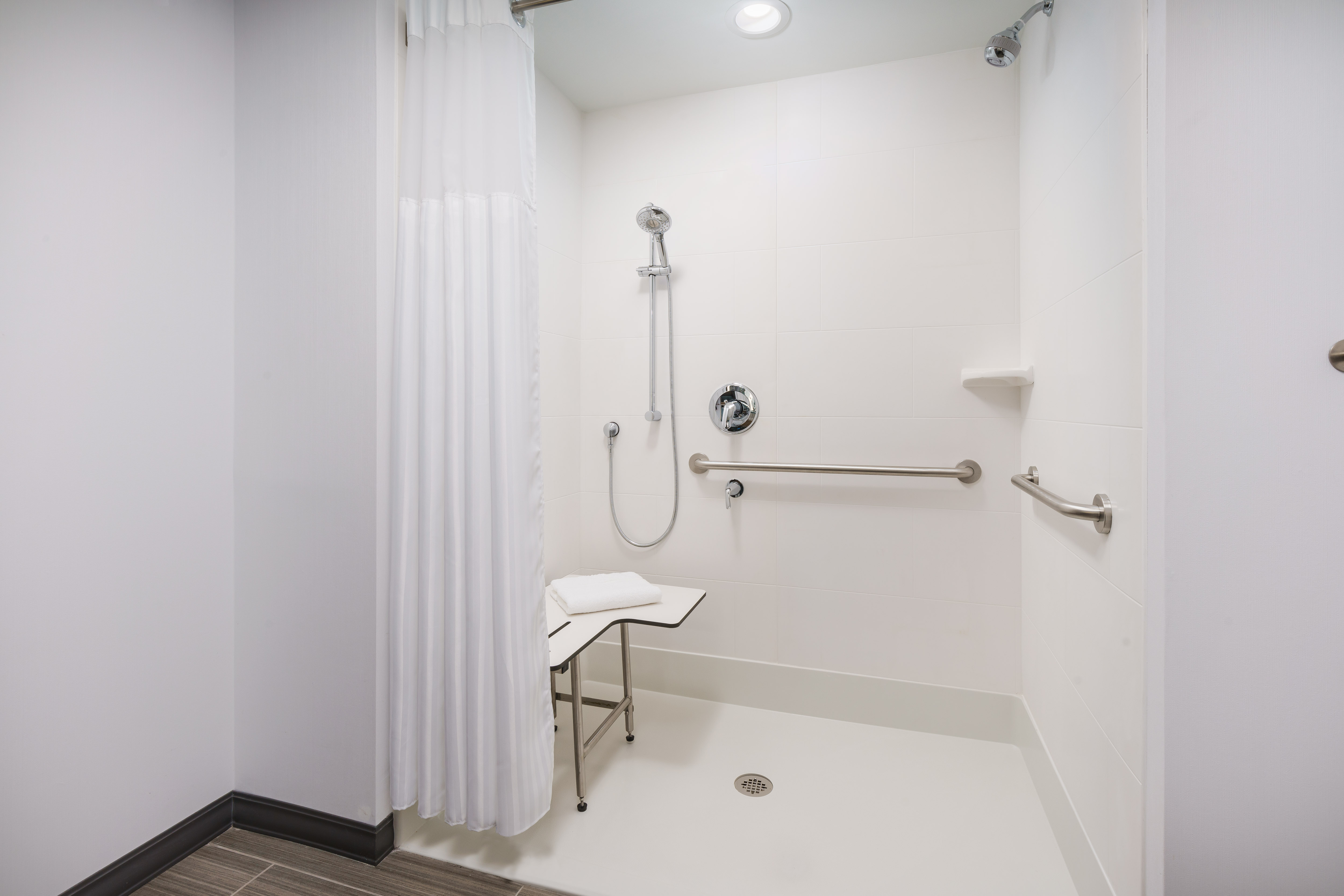 Bathroom with roll-in shower