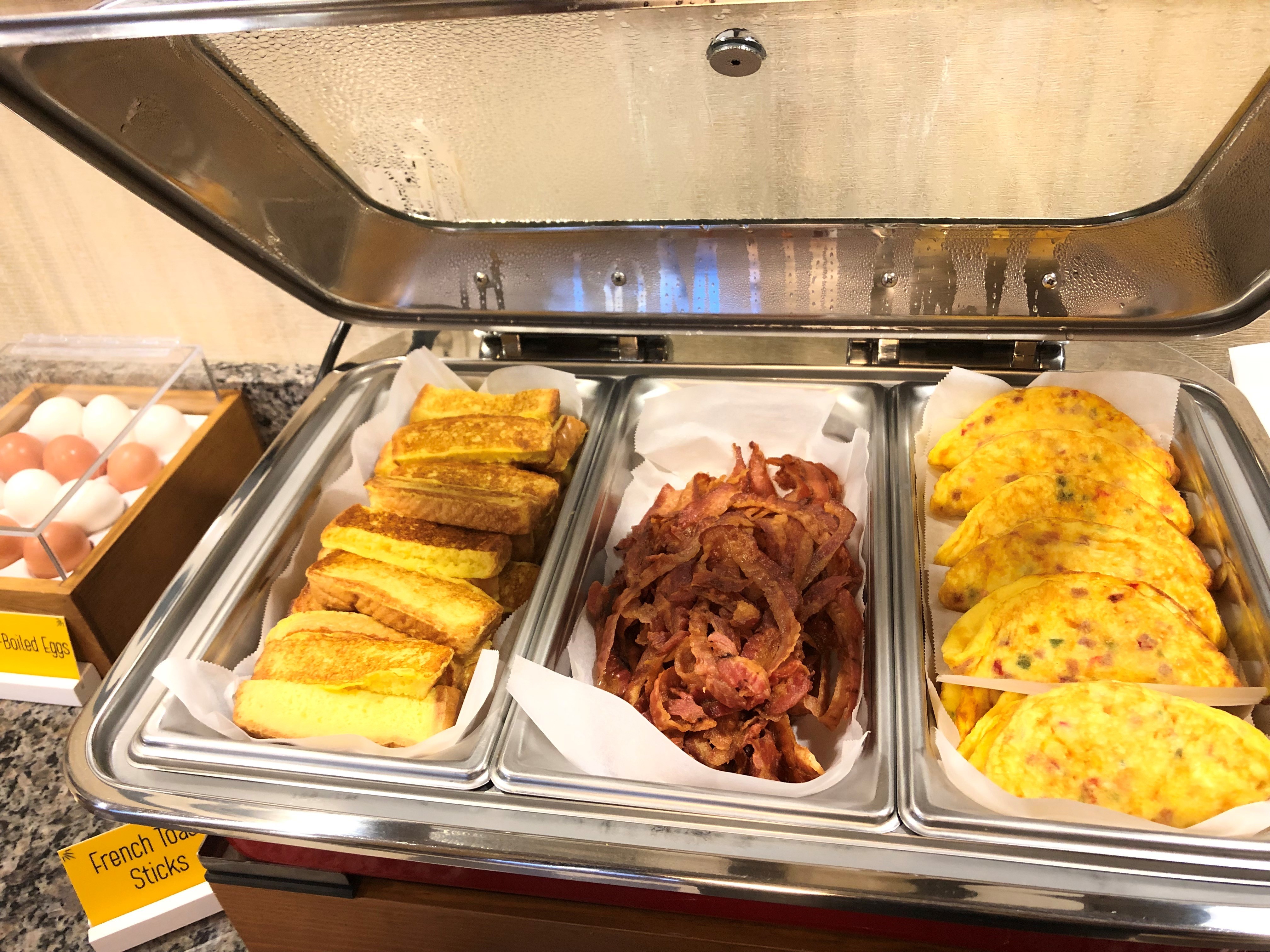 Close-Up of Hot Breakfast Food Tray