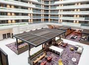 Walnut Creek Atrium Aerial View with Tables and Chairs