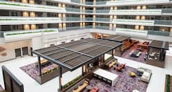 Walnut Creek Atrium Aerial View with Tables and Chairs