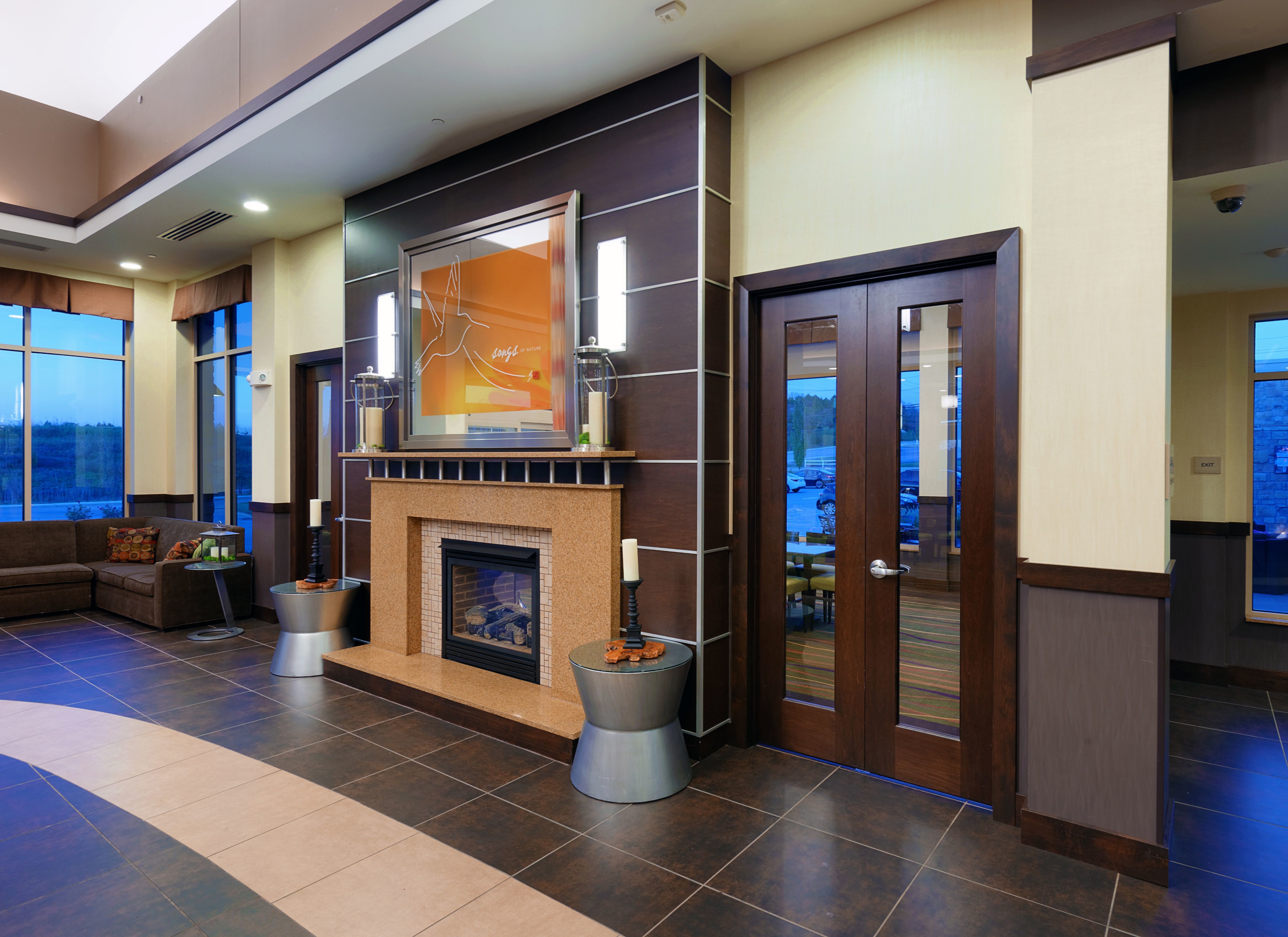 Lobby Area with Fireplace