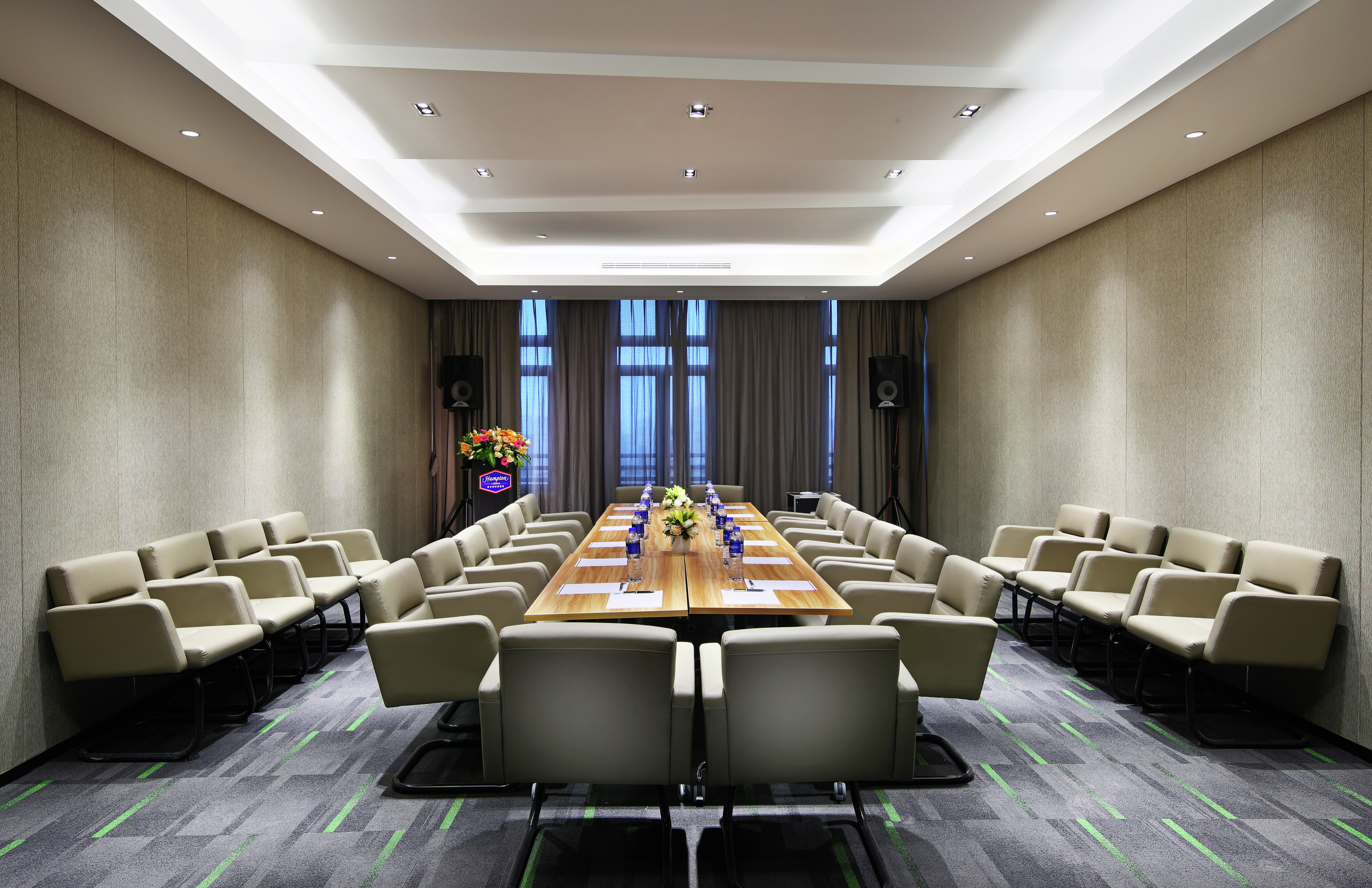 Conference Room Set Up Boardroom Style with Extra Seating