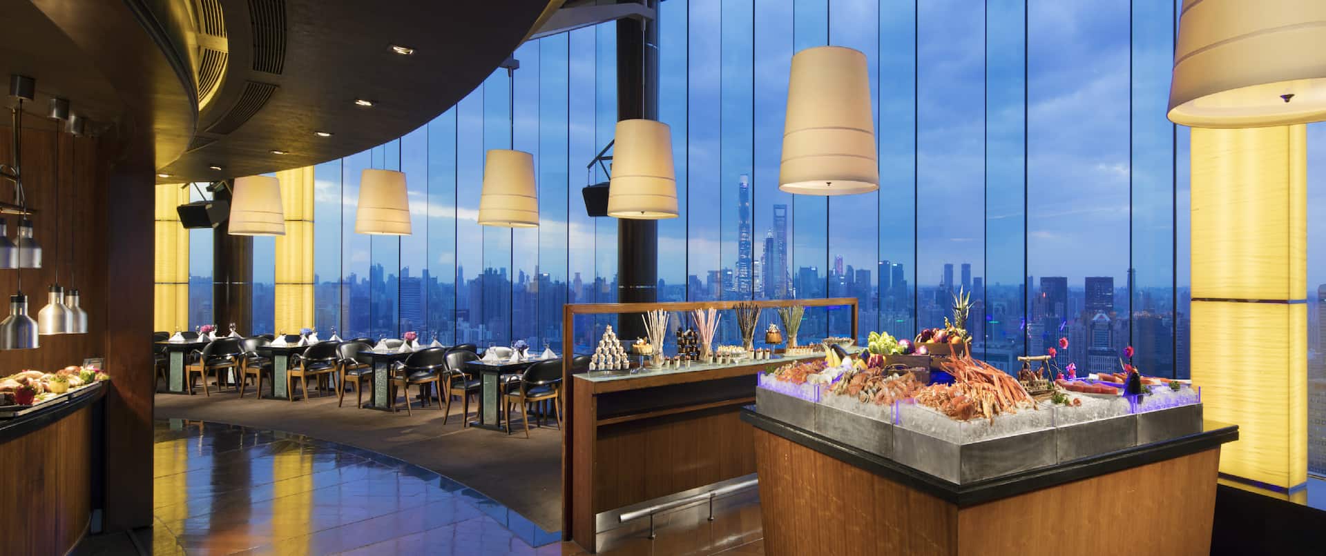 Restaurant Dining Area with City View