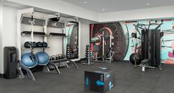 Fitness center weight machine and free weights area