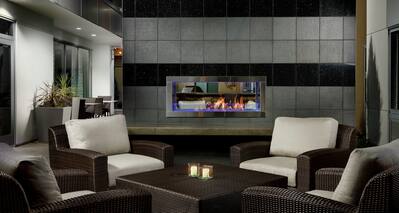 Seating and Fireplace in Outdoor Common Area