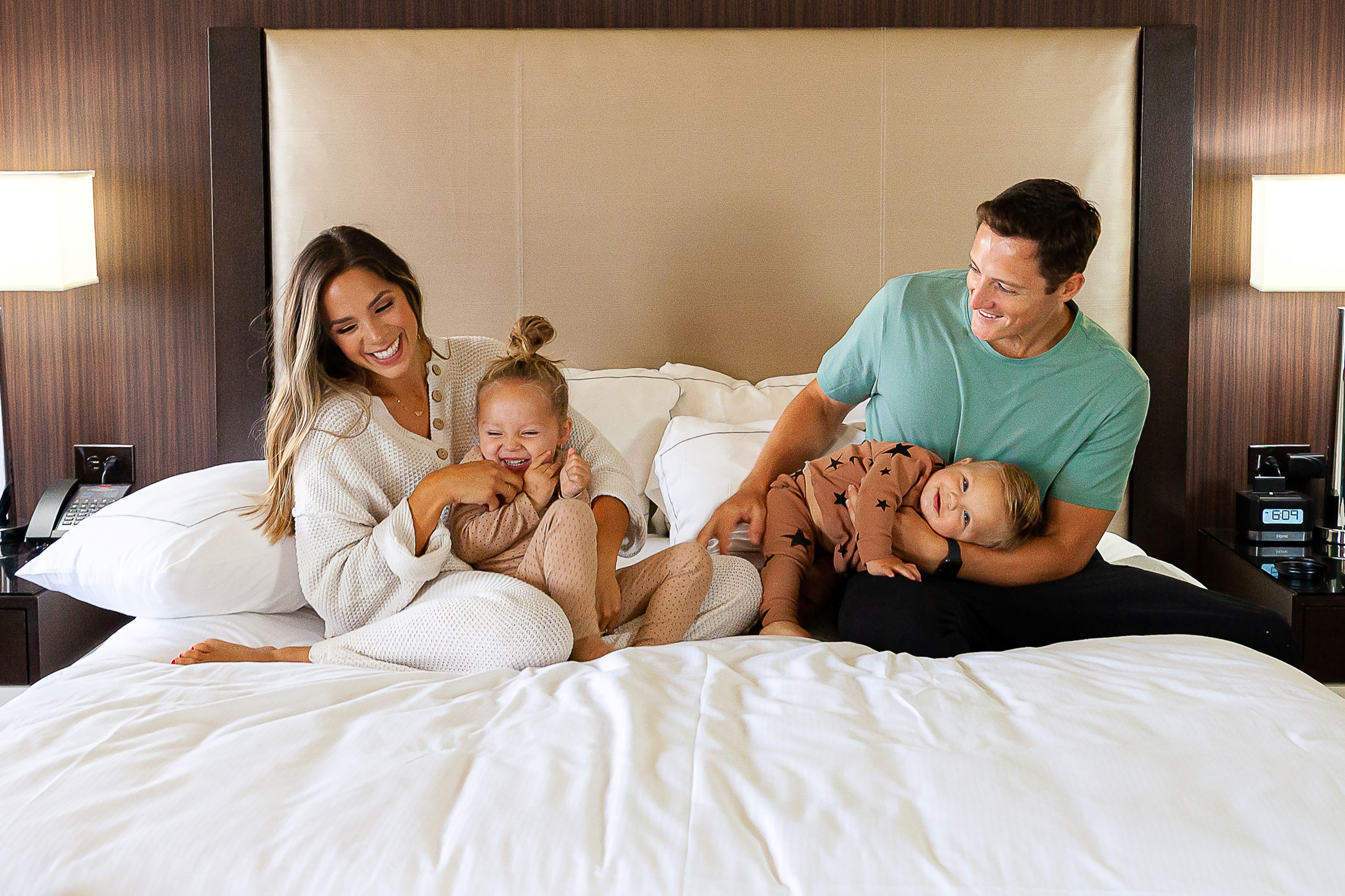 family in guest room