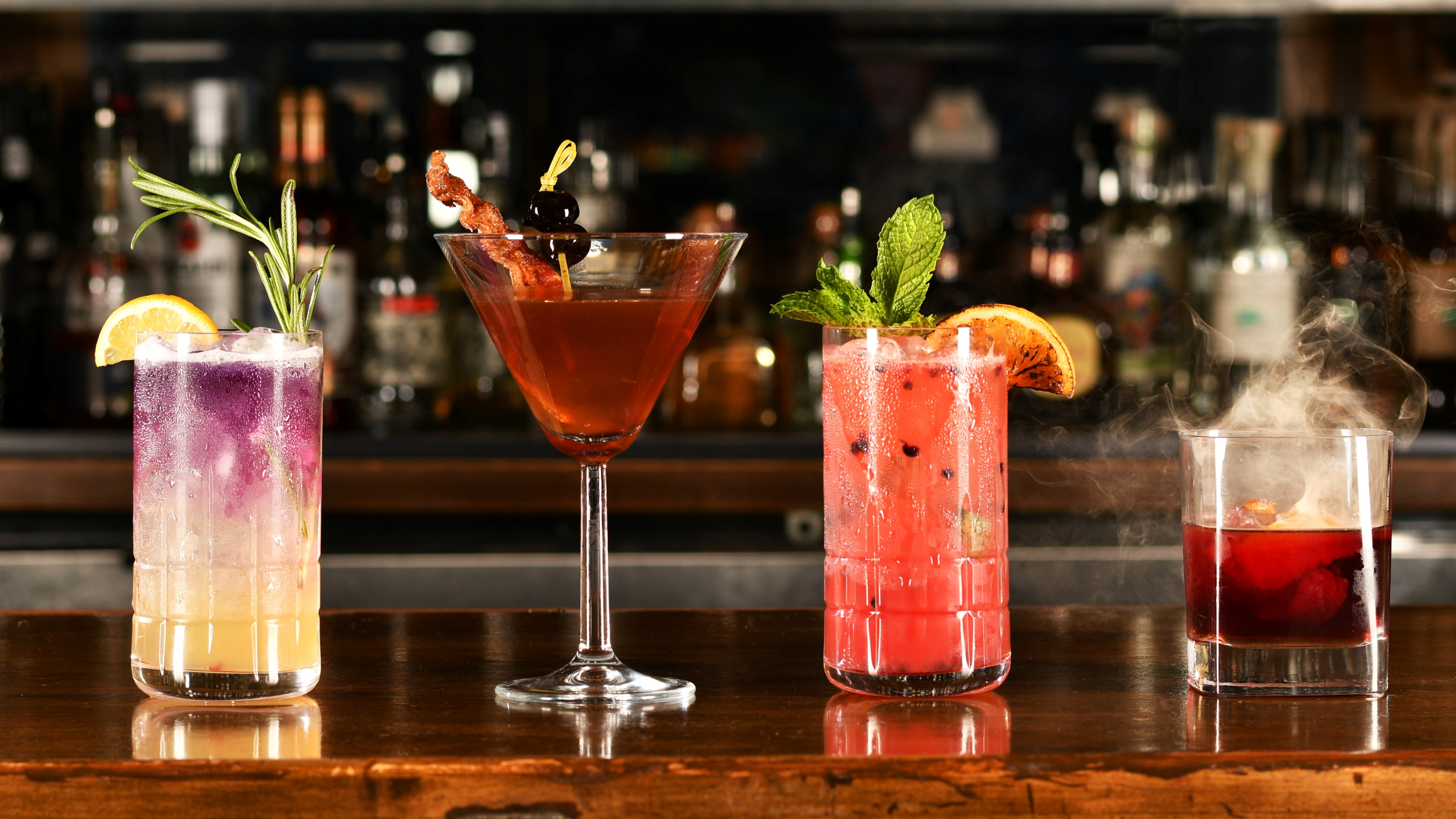 cocktails at bar