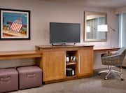 TV and Work Desk with Wet Bar