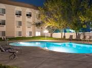 Outdoor Pool Area at Night