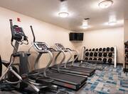 Fitness Room with Weights Treadmills and HDTV