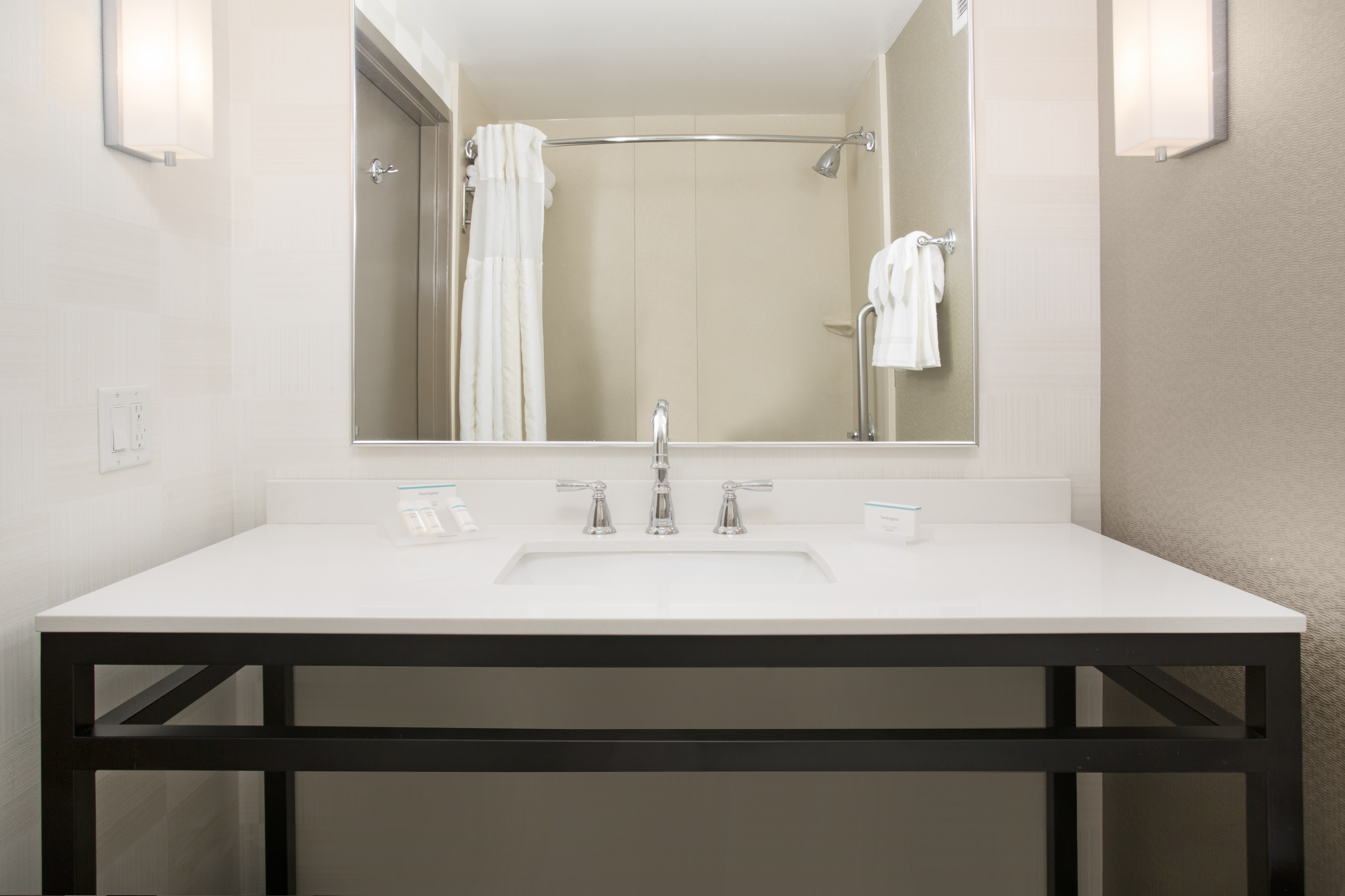 Vanity and Mirror in Guest Bathroom