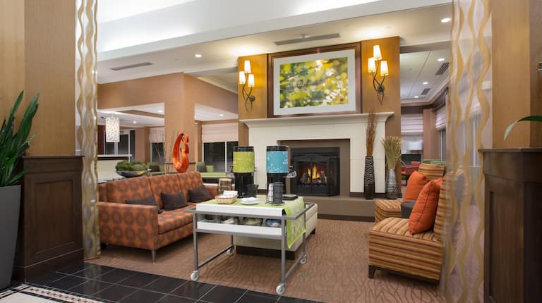 Couches by Fireplace in Lobby Sitting Area
