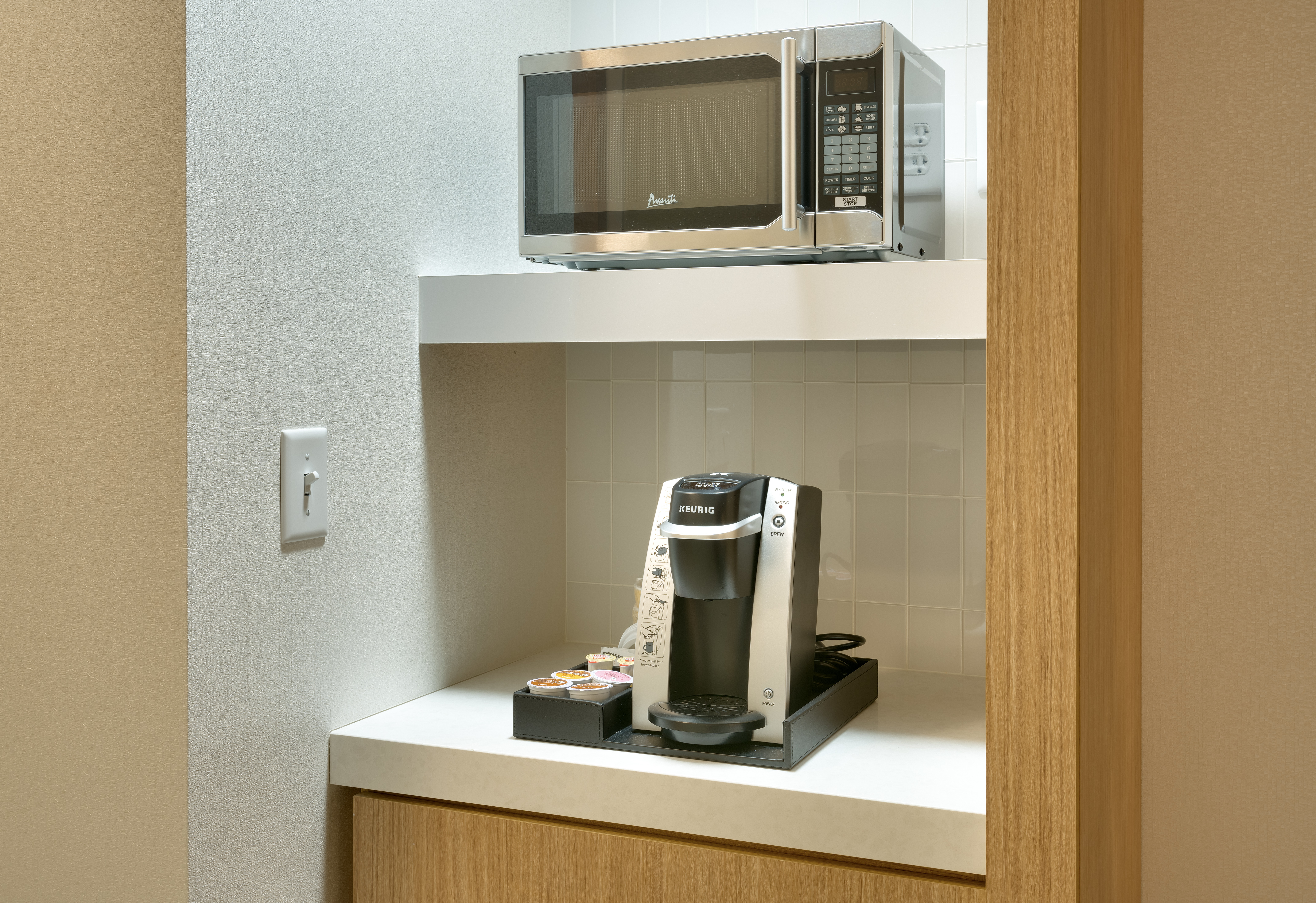 Guest Room Coffee Maker and Microwave