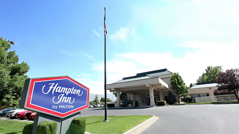 Exterior with Hampton Inn sign in foreground