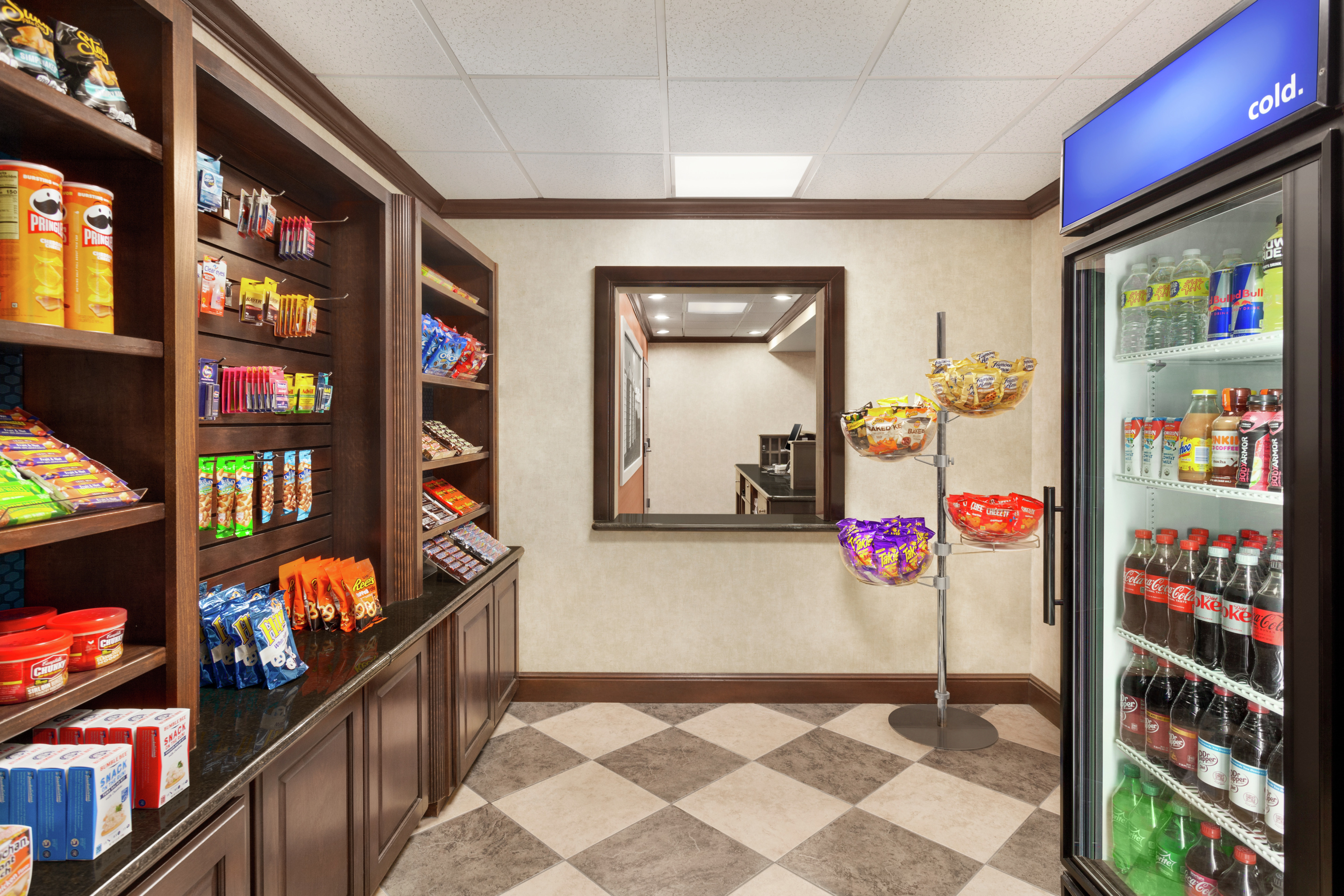 Convenient on-site market stocked with delicious snacks and beverages.