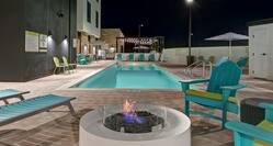 outdoor pool outdoor seating and fire pit