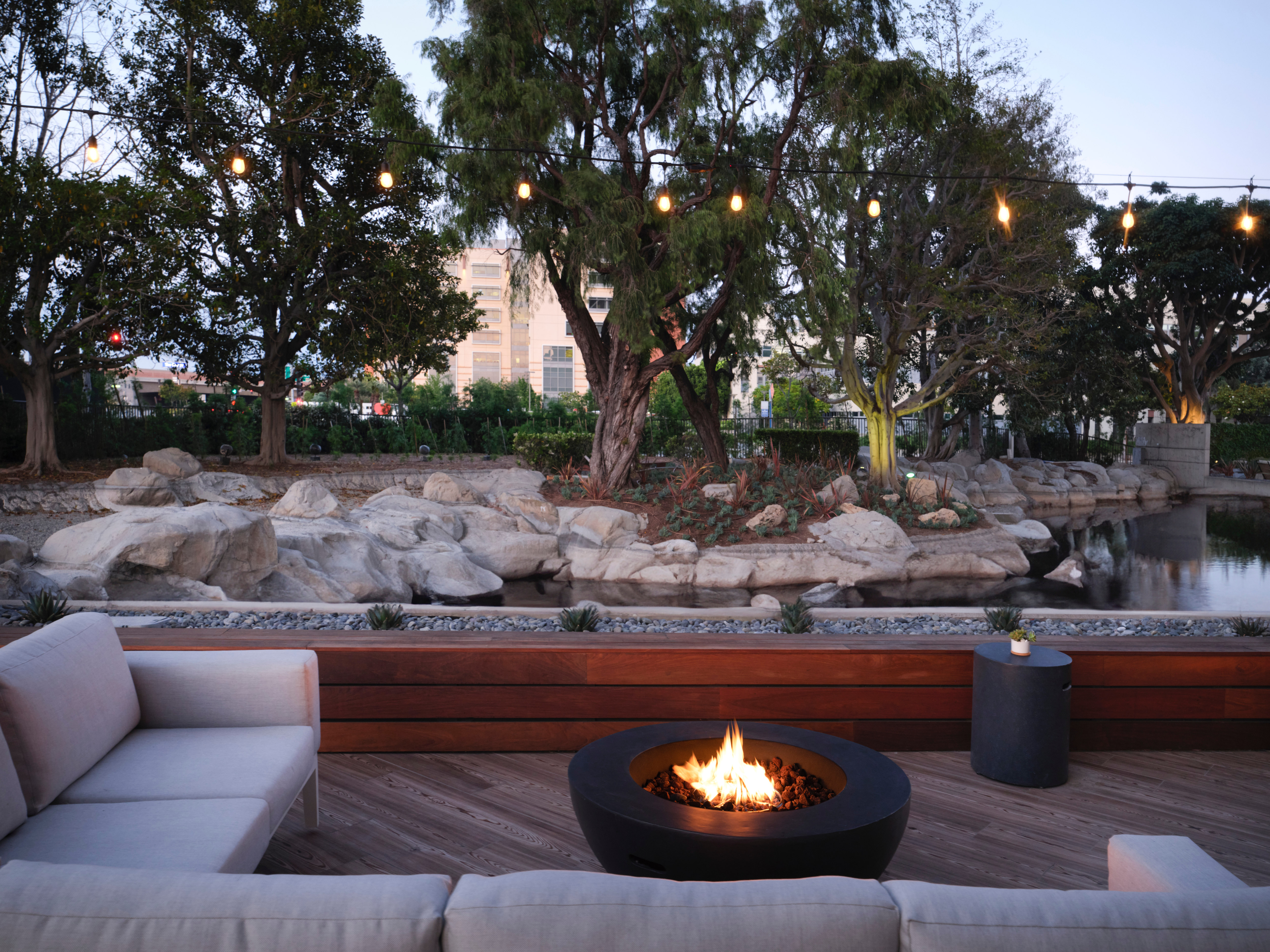 outdoor patio with firepit