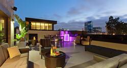Outdoor Patio and Terrace with Lounge Style Seating at Dusk 