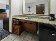 King Suite Wet Bar Kitchen Area with Microwave, Coffee Maker and Mini Fridge