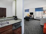 Suite with Wet Bar, Sofa, Work Desk, Television and Two Queen Beds