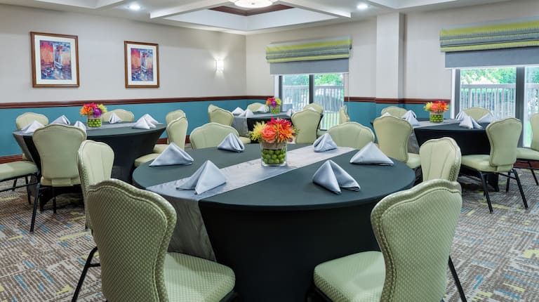 Meeting Room with Round tables and Chairs