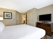 King Bed, Illuminated Lamp, and TV in Accessible Deluxe Suite