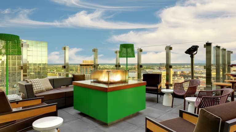 360 Rooftop Bar Fire Pit by day