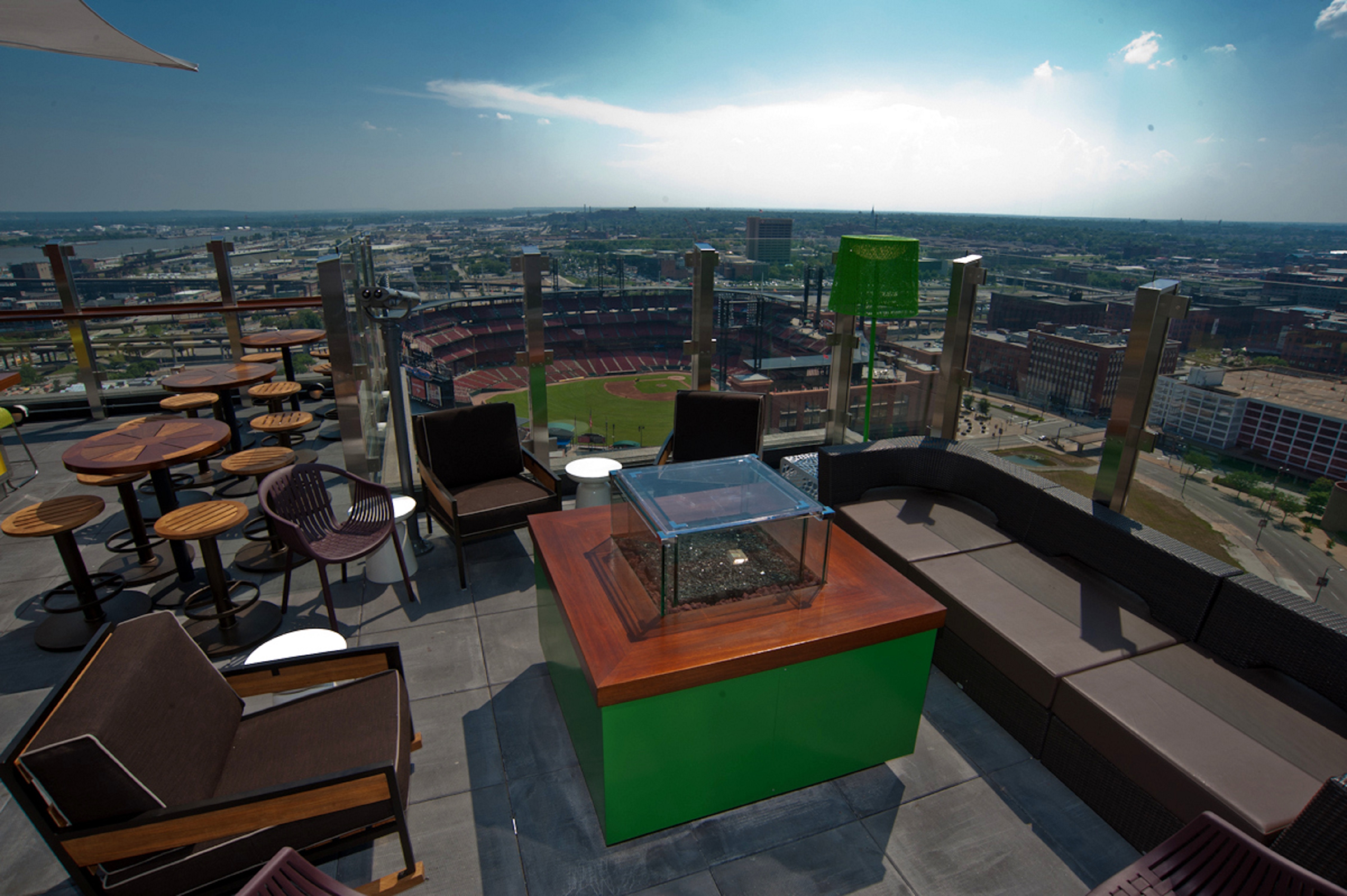 Three Sixty Rooftop Bar View into Busch Stadium