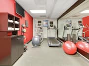 Fitness Center with Treadmill, Cross-Trainer, Medicine Ball Rack, Wall Mounted TV and Gym Ball