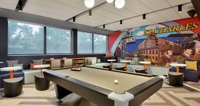 Lobby Play Area with Pool Table and Seating