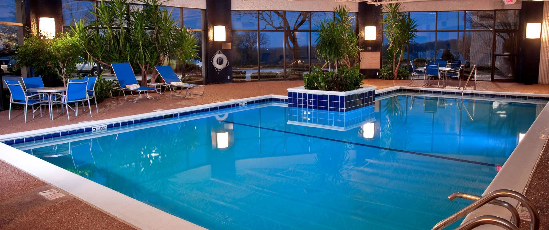 Indoor Pool with seating area