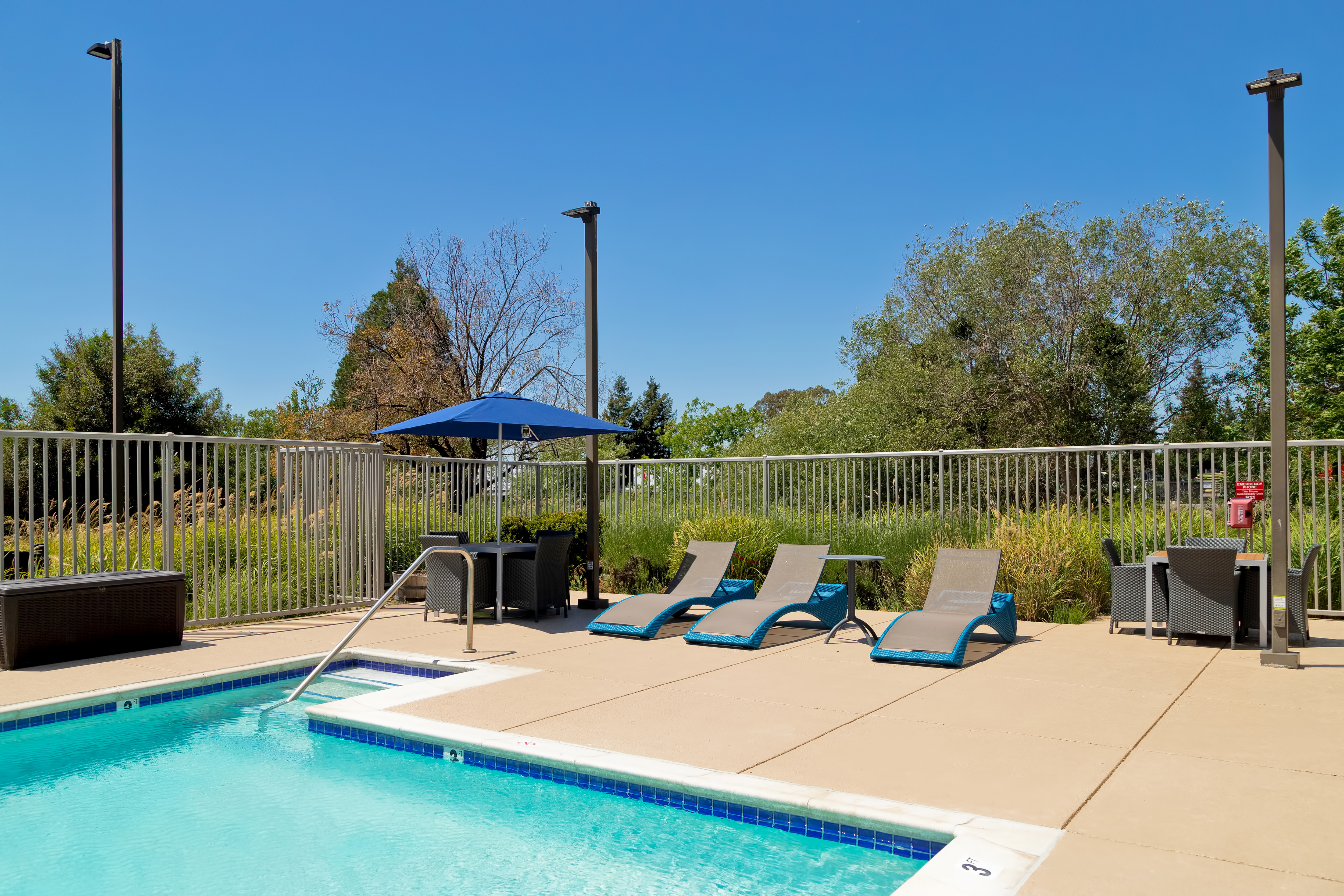 outdoor pool and seating