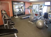 Fitness center with exercise machines and free weights