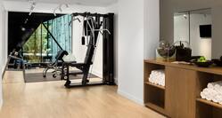 Fitness Center with Weight Machine and Towel Cabinet