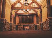 Long Shot of the Barn Lobby with Fireplace